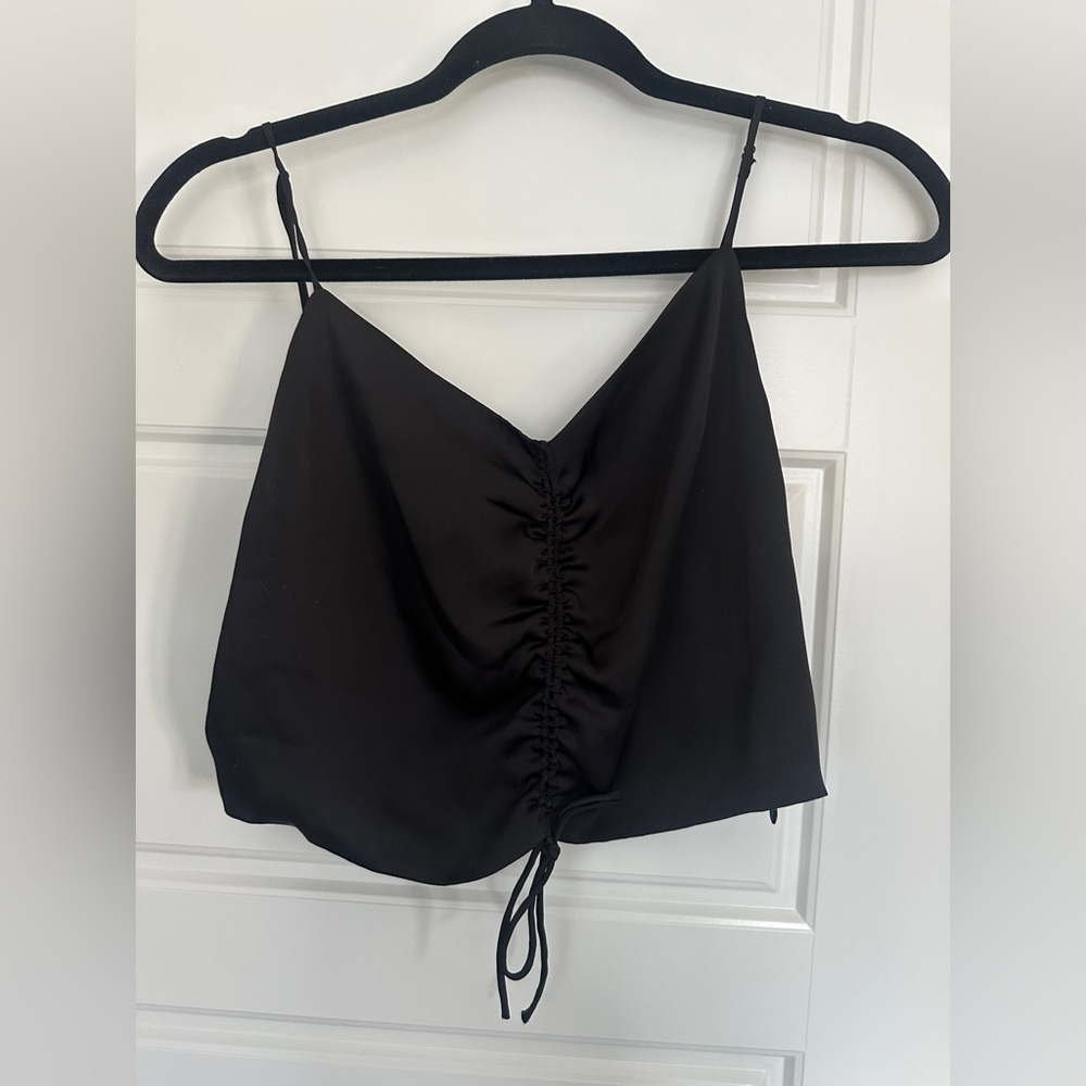 All Saints Black Ruched Camisole Top